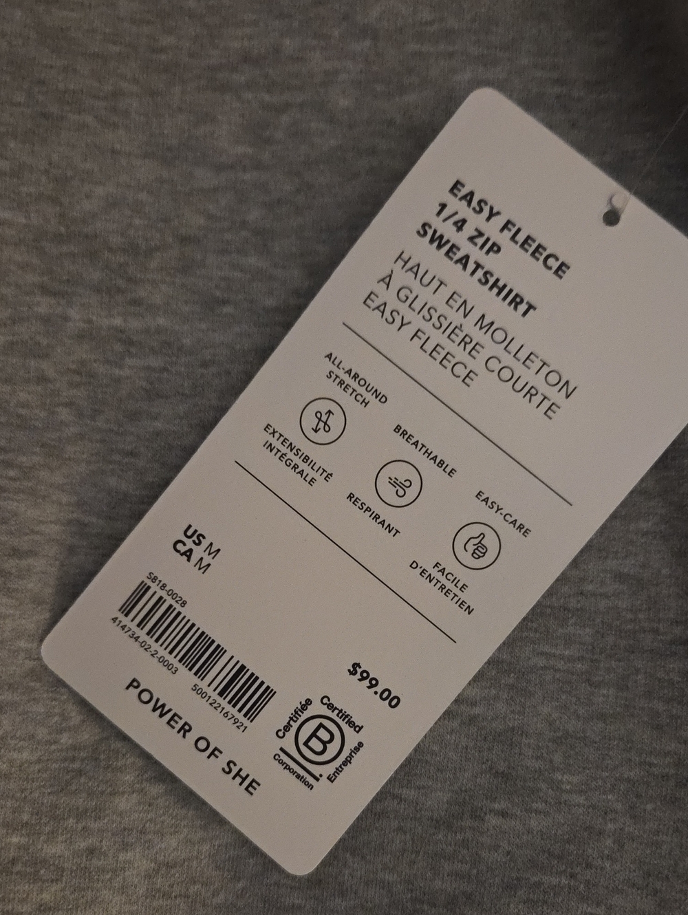Athleta Easy Fleece 1/4 Zip Sweatshirt in Gray